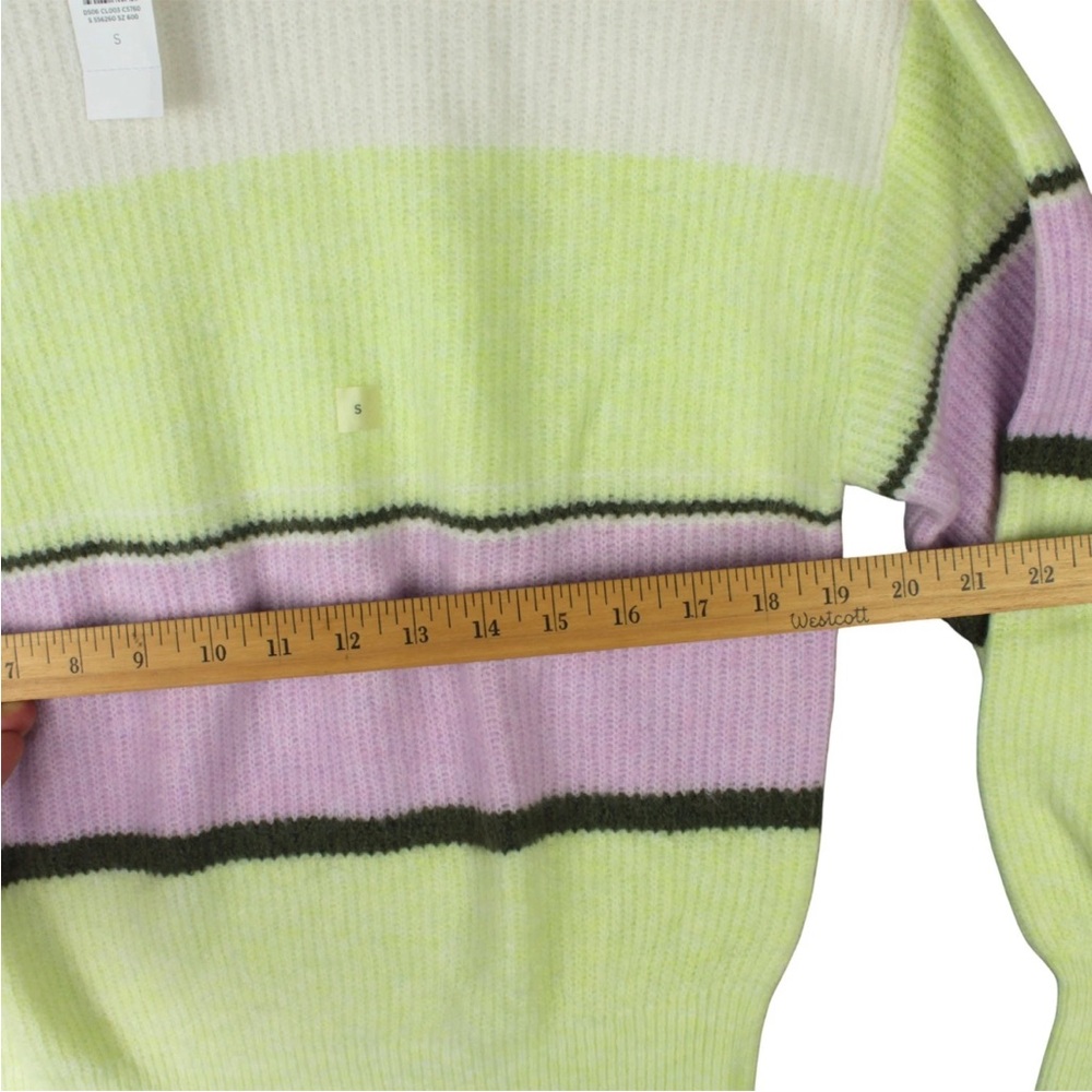 NWT Ann Taylor Striped Colorblock Crew Neck Ribbed Sweater Small White Chunky S - Picture 11 of 12
